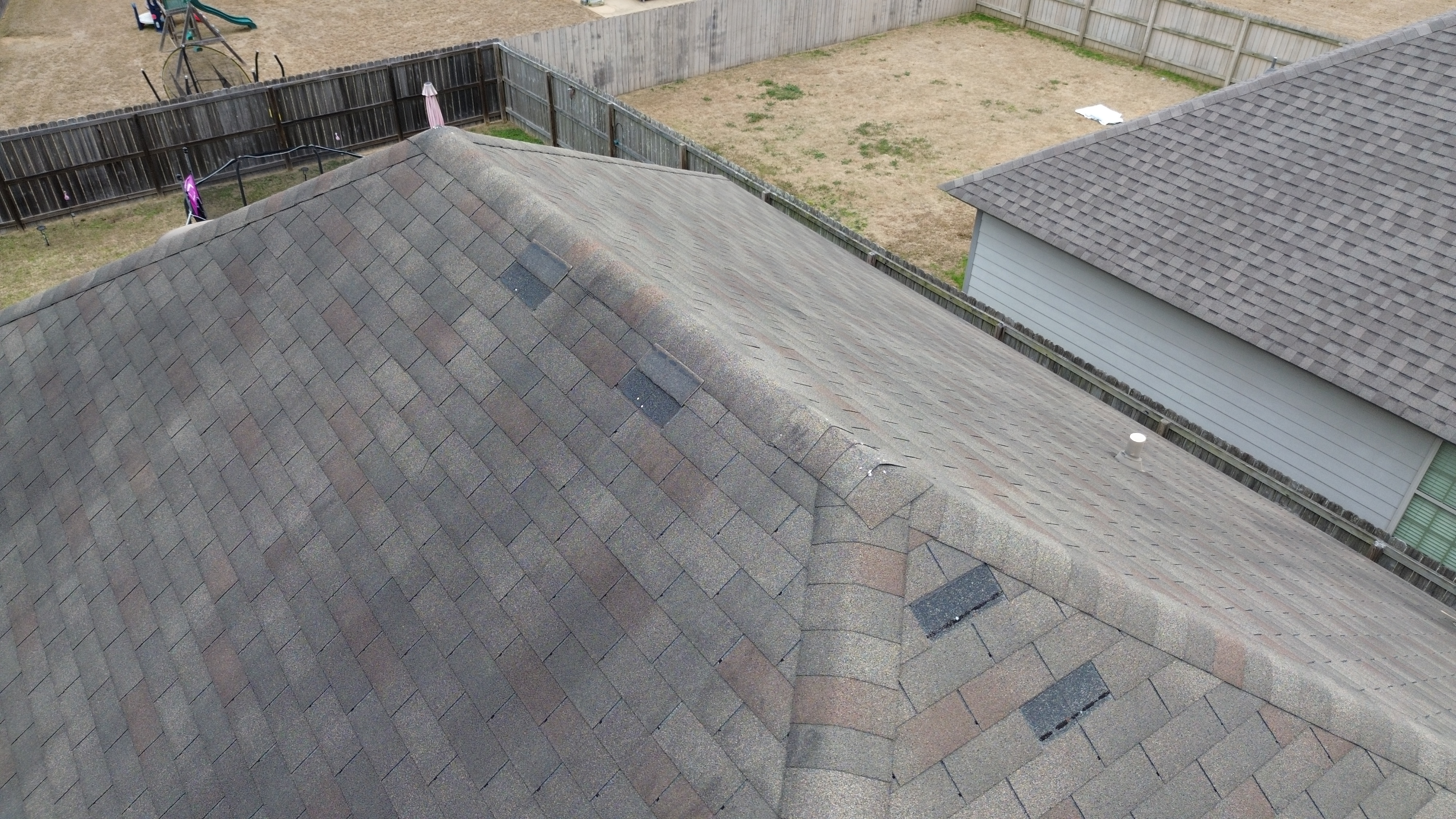 Hail damage on residential roof